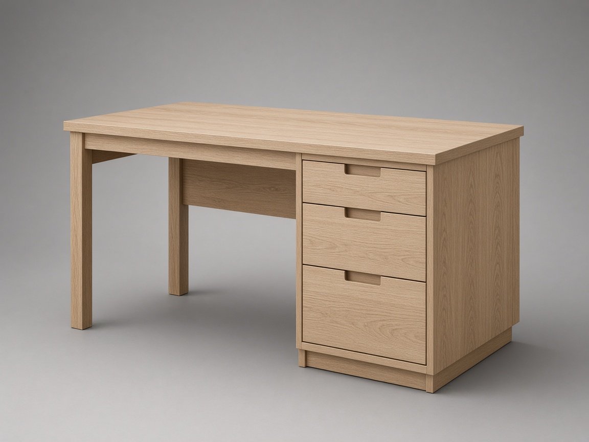 Writing Desk with Drawers — Oak finish