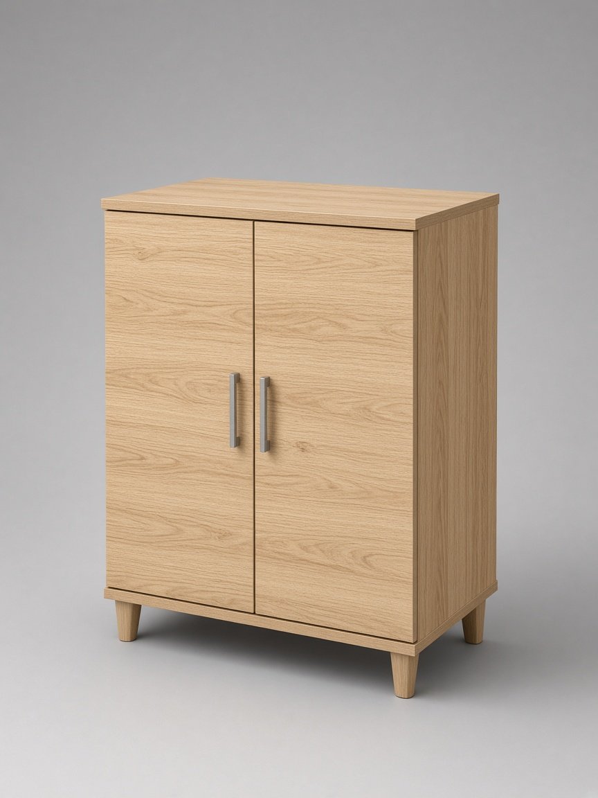 Two-Door Storage Cabinet — Oak finish